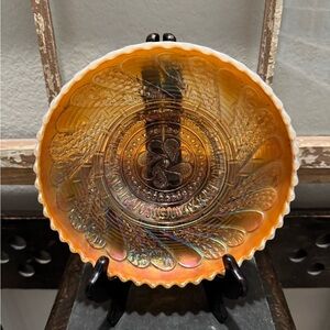 Vintage Iridescent Orange Decorative Plate